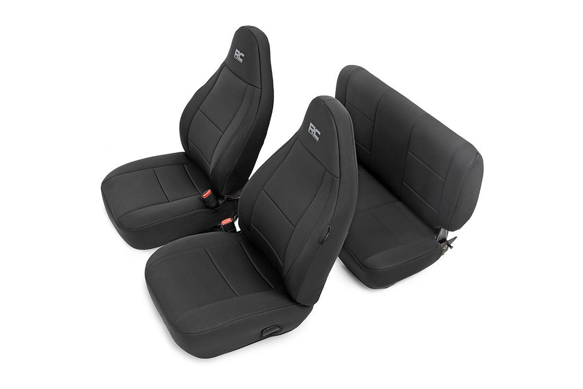 Rough Country Jeep Neoprene Seat Cover Set Black 97-02 Wrangler TJ