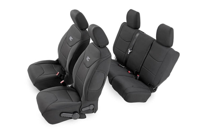 Rough Country Jeep Neoprene Seat Cover Set Black 08-10 Wrangler JK Unlimited