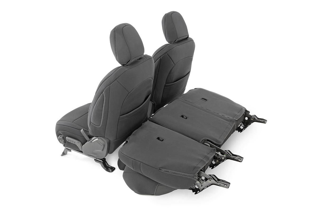 Rough Country Jeep Neoprene Seat Cover Set Black 18-20 Wrangler JL Unlimited