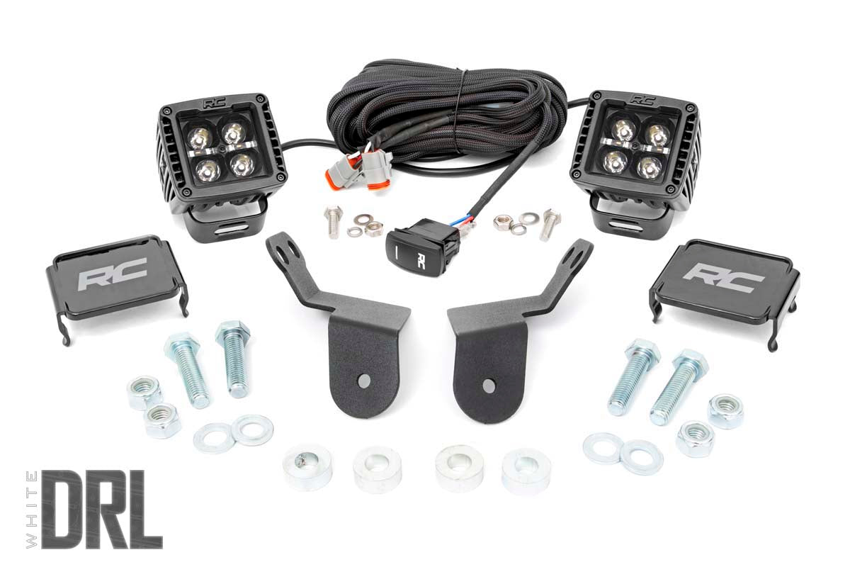 Rough Country Honda Dual LED Cube Kit 2.0 Inch Black Series w/ White DRL 16-20 Pioneer