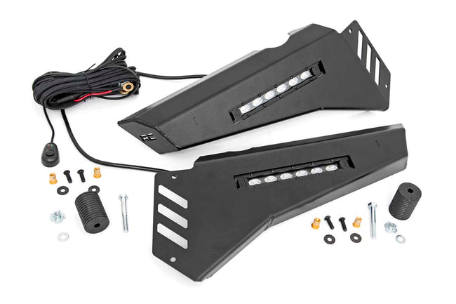 Rough Country Honda Front Bumper Panels w/ 6.0 Inch LED Light Bars 16-20 Pioneer 1000 w/ Factory Stinger