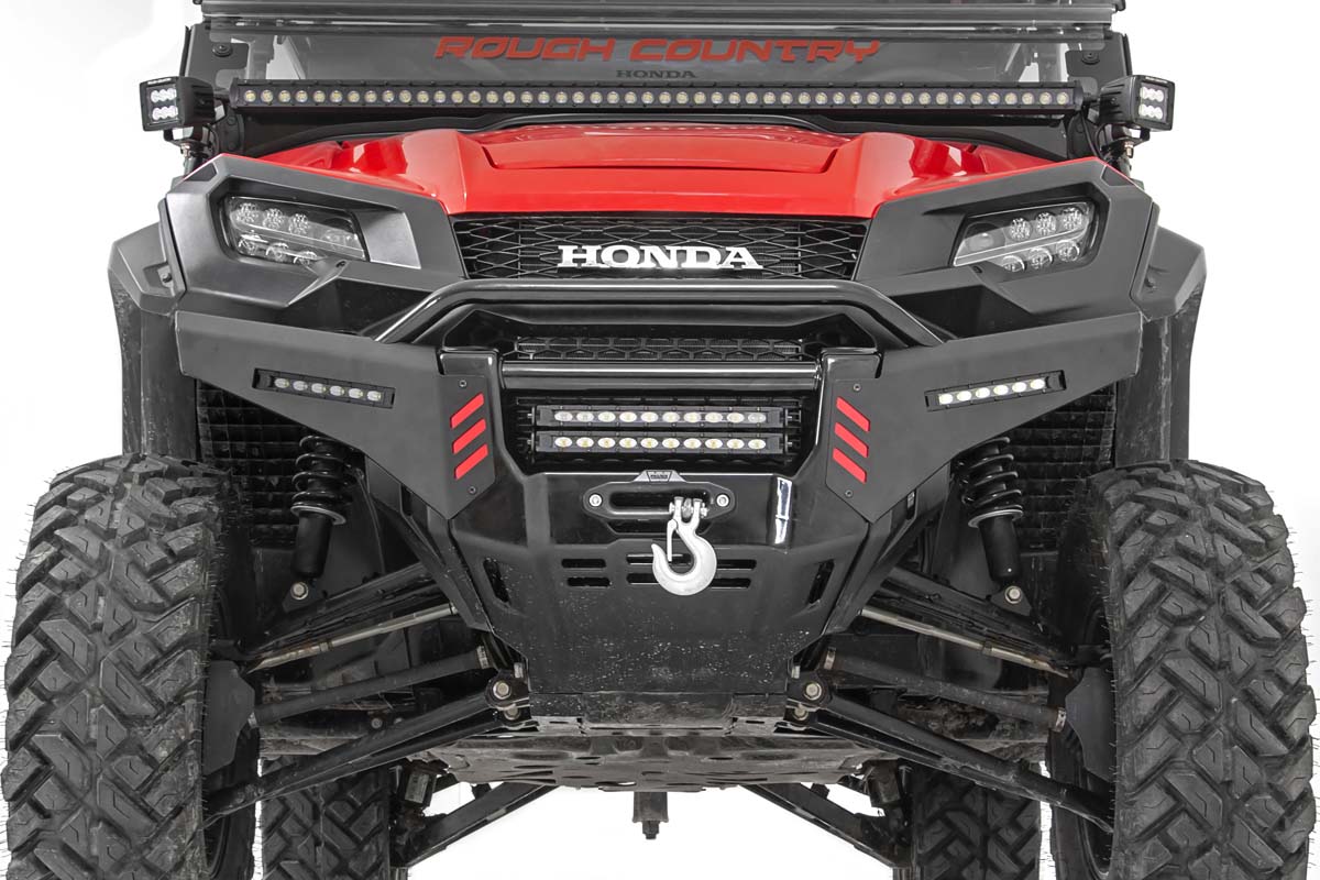 Rough Country Honda Front Bumper Panels w/ 6.0 Inch LED Light Bars 16-20 Pioneer 1000 w/ Factory Stinger