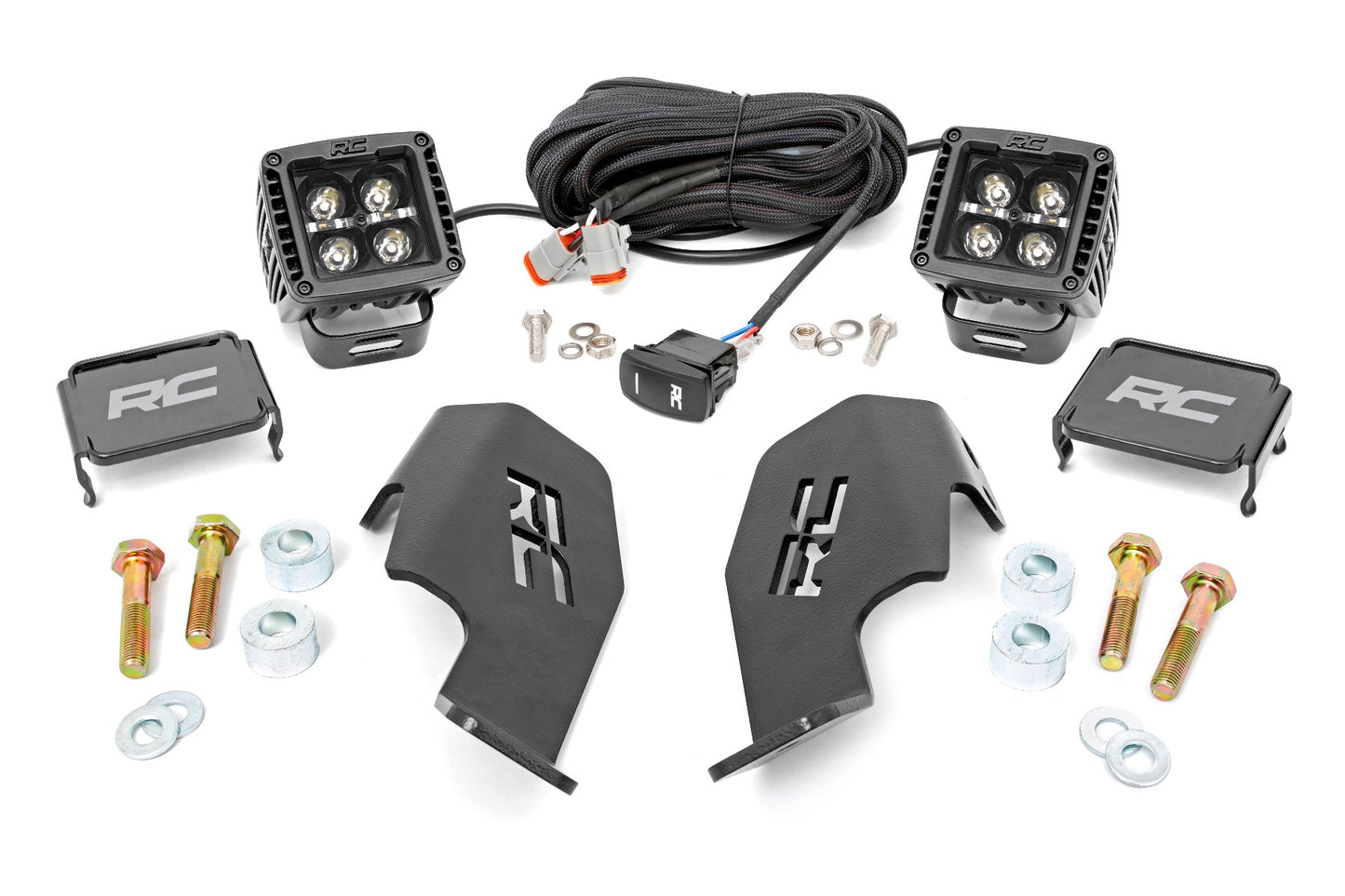 Rough Country Honda Dual LED Cube Kit (19-20 Talon Black Series w/ Amber DRL)