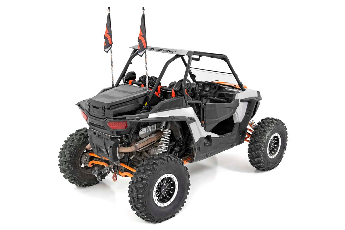 Rough Country Polaris LED Whip Light Roll Cage Mounting Kit w/ LED Light Whips RZR 1000XP Turbo