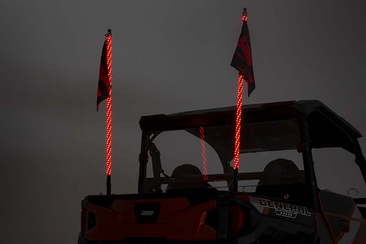 Rough Country Polaris LED Whip Light Bed Mount Kit w/ LED Whip Lights 17-20 General/14-20 Ranger