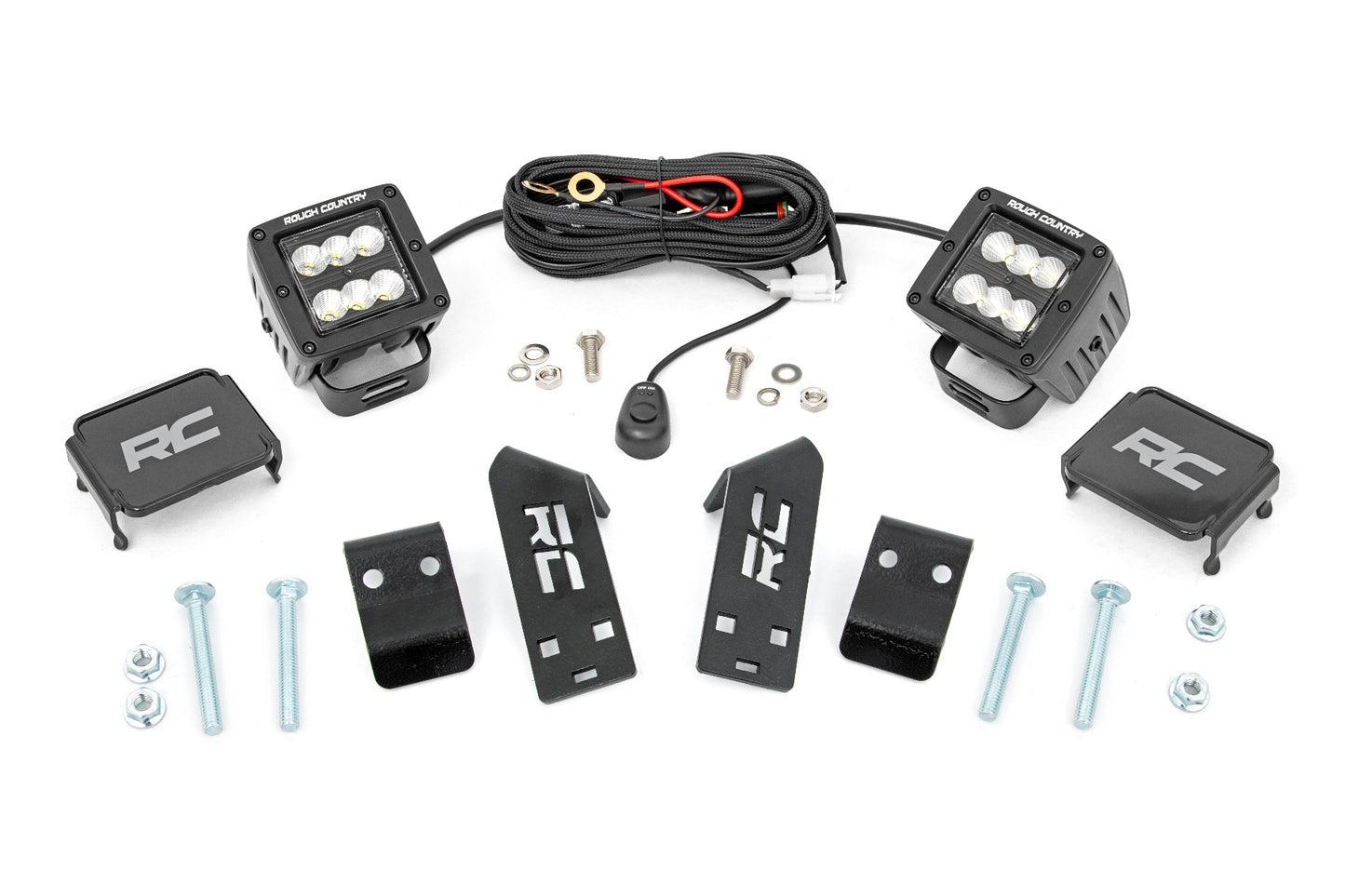Rough Country Polaris Dual LED Cube Kit w/Black Series Flood LEDs 20-21 Polaris RZR PRO XP