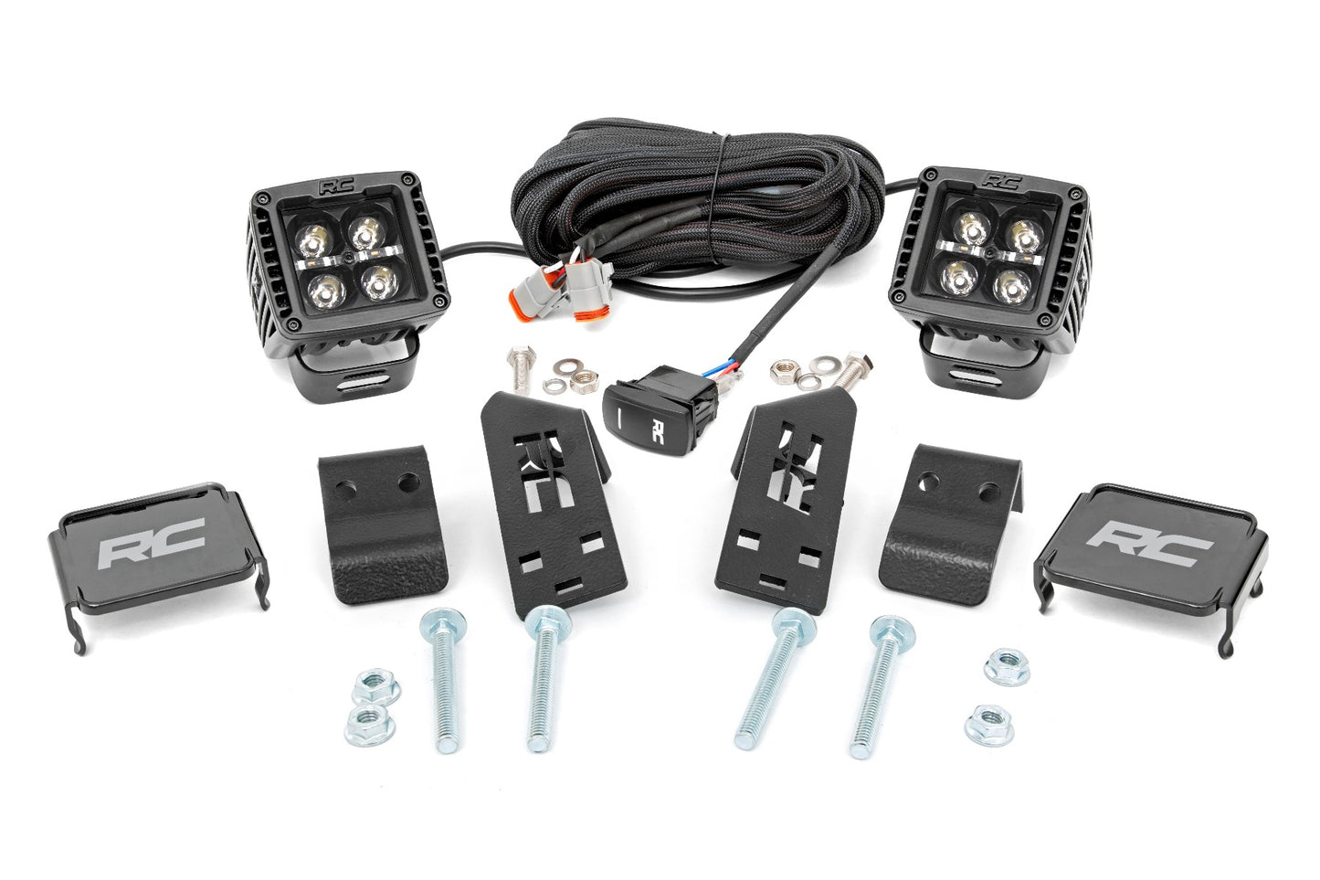 Rough Country Polaris Dual LED Cube Kit w/ Black Series White DRL 20-21 Polaris RZR PRO XP