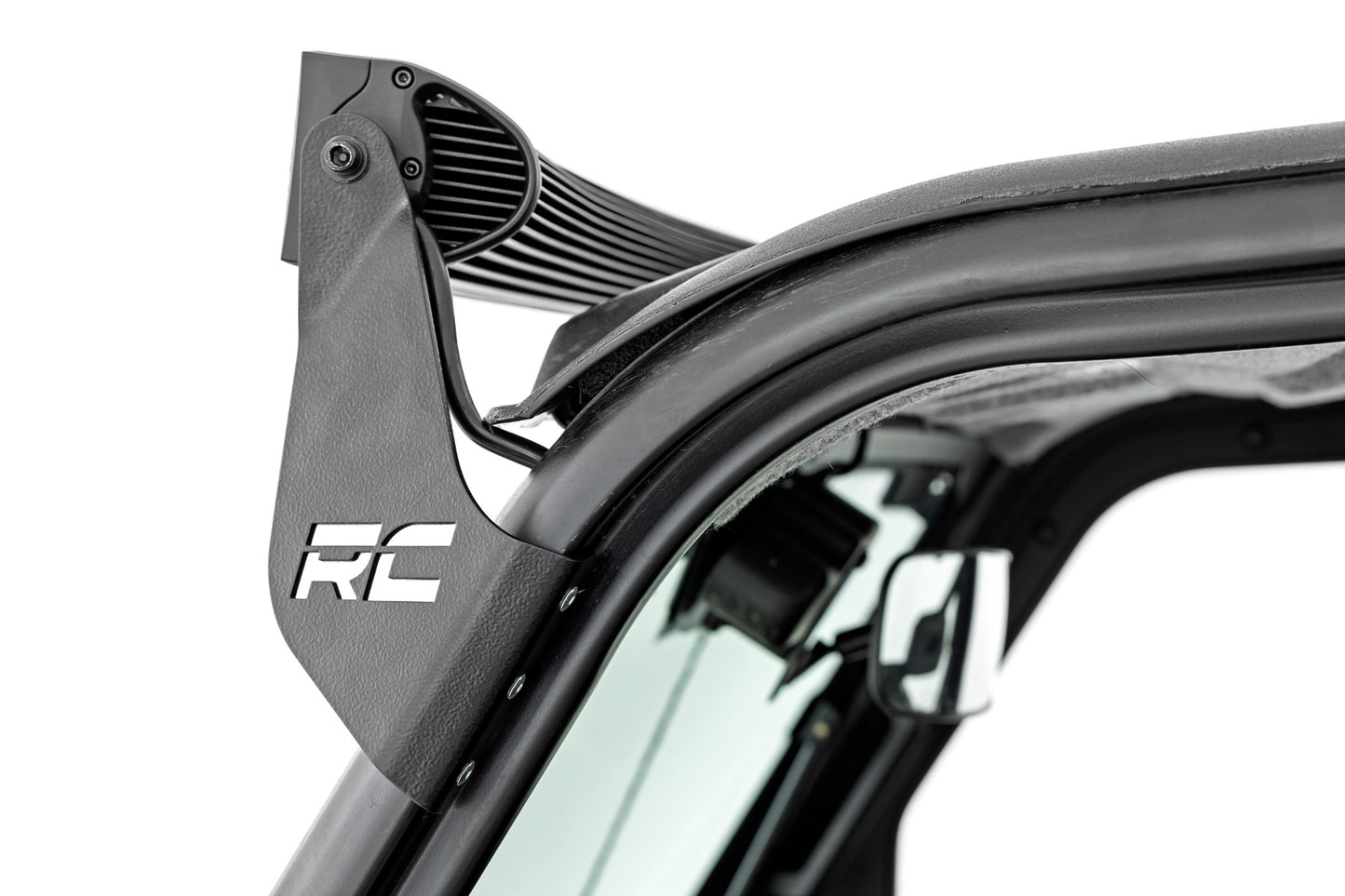 Rough Country LED Light Front Mount 50 Inch Single Row Black Pair with Factory Wiper 14-22 Polaris Ranger 1000XP