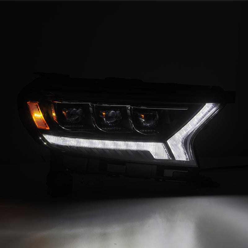 AlphaRex 2019+ Ford Ranger NOVA LED Projector Headlights Plank Style Black w/Activ Light/Sequential Signal/DRL