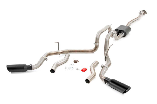 Rough Country Dual Cat-Back Exhaust System w/ Black Tips 99-06 GM 1500 Ext Cab / Short Bed 4.8L / 5.3L