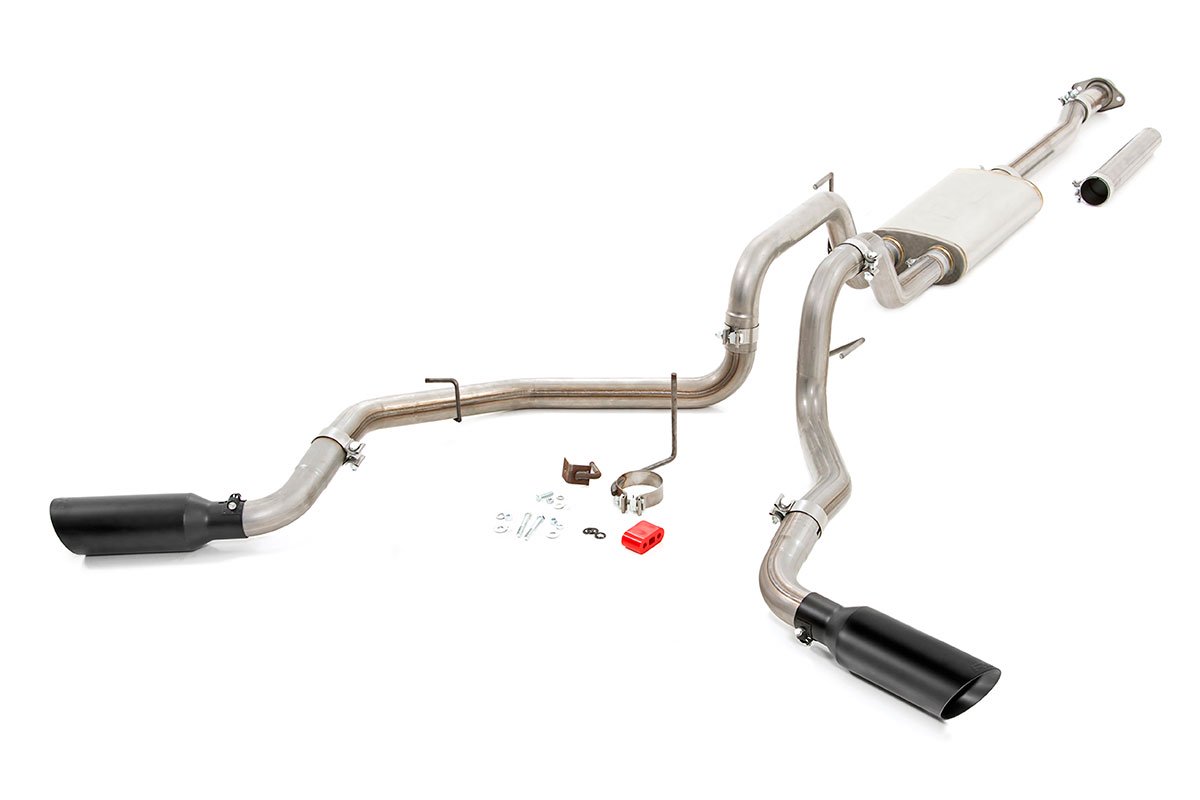 Rough Country Dual Cat-Back Exhaust System w/Black Tips 15-20 F-150