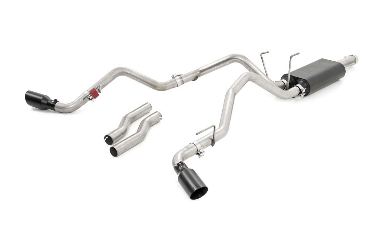 Rough Country Dual Cat-Back Exhaust System w/Black Tips 09-18 RAM 1500 V8-4.7L, 5.7L