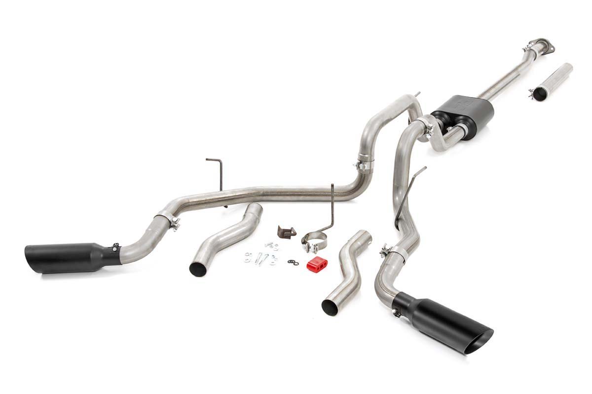 Rough Country Dual Cat-Back Exhaust System w/Black Tips 09-14 F-150 V8-4.6L, 5.0L, 5.4L