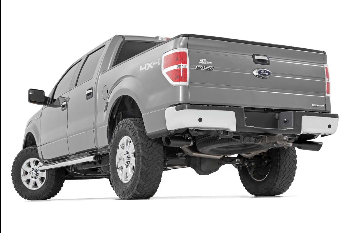 Rough Country Dual Cat-Back Exhaust System w/Black Tips 09-14 F-150 V8-4.6L, 5.0L, 5.4L