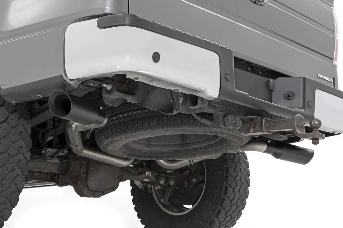 Rough Country Dual Cat-Back Exhaust System w/Black Tips 09-14 F-150 V8-4.6L, 5.0L, 5.4L