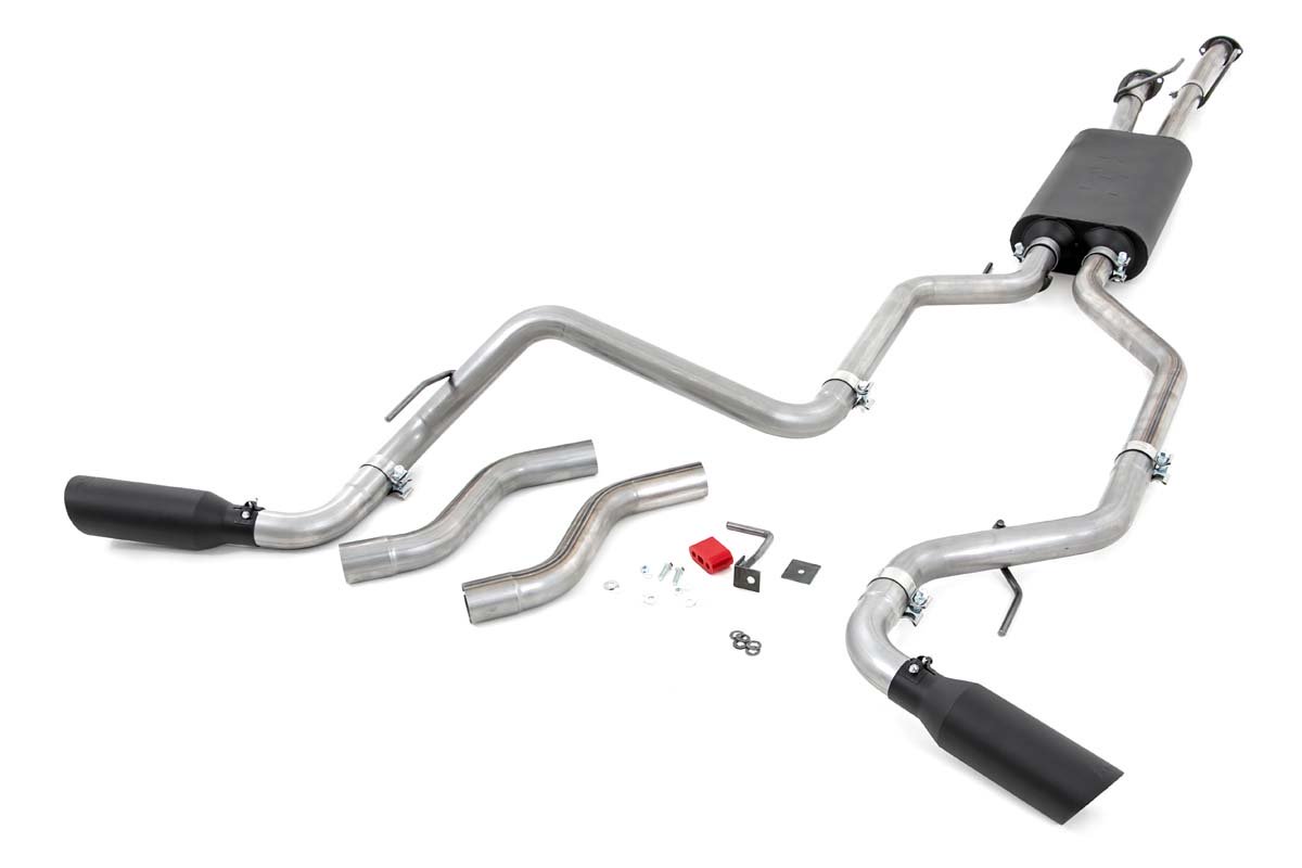 Rough Country Dual Cat-Back Exhaust System w/Black Tips 09-20 Toyota Tundra V8-4.6L, 5.7L