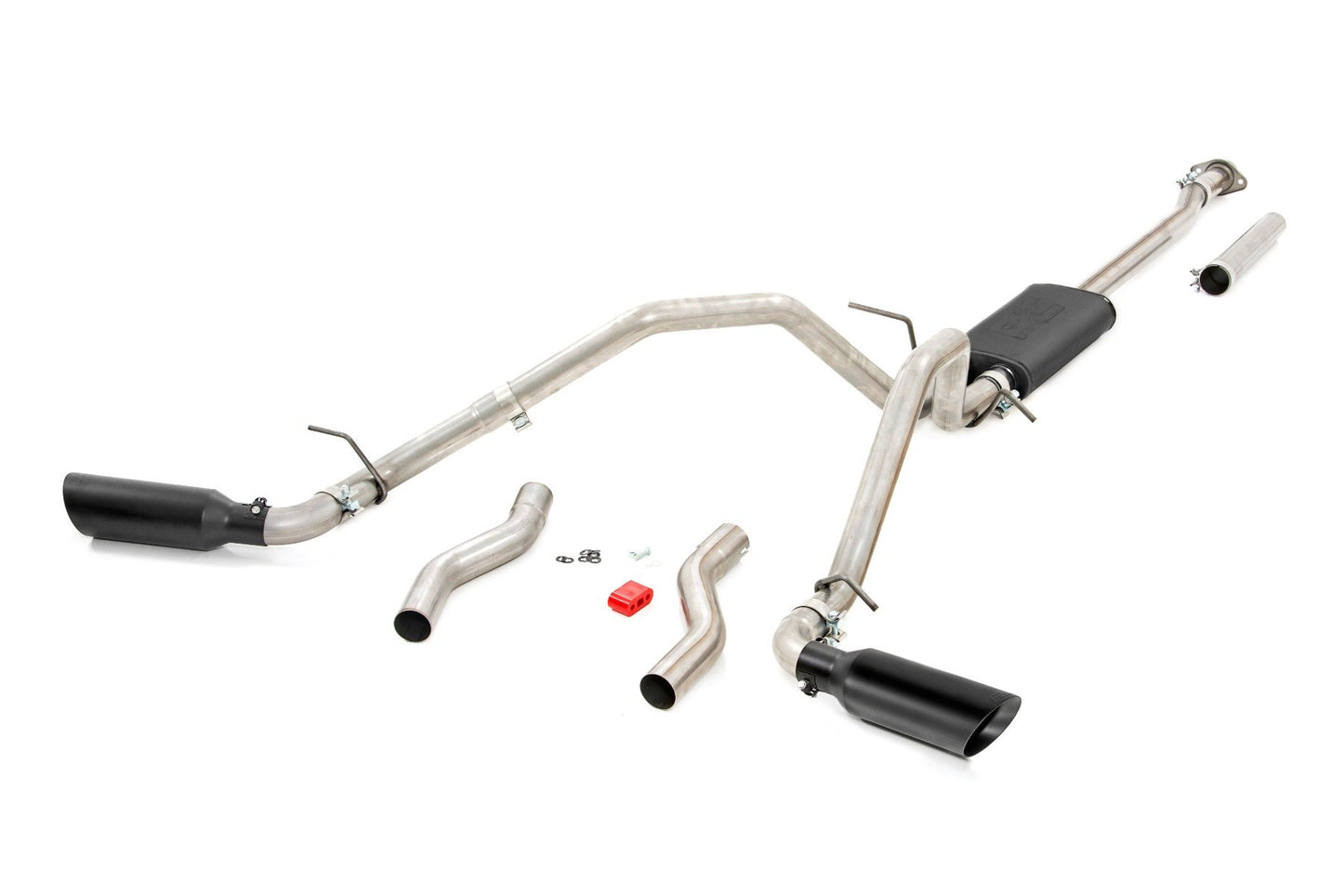 Rough Country Dual Cat-Back Exhaust System w/ Black Tips (19-23 Ram 1500 V8 - 5.7L)