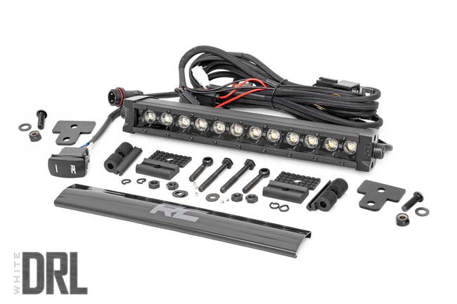 Rough Country Can-Am Defender 12 Inch Recessed Bumper LED Kit Black Series w/White DRL 16-20 Defender