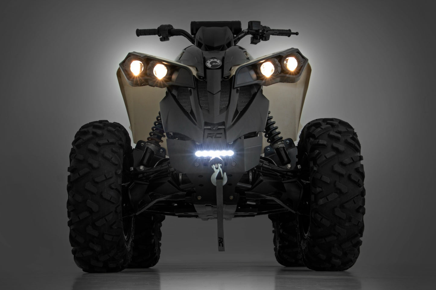Rough Country Winch Bumper 4500-Lb Winch Black Series LED 6 Inch Light 13-21 Can-Am Renegade