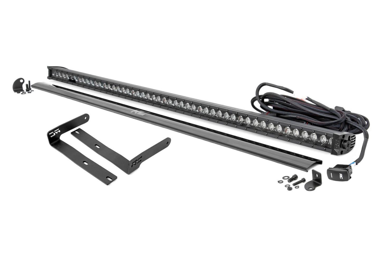Rough Country 50 Inch Single Row LED Light Kit Black Series White DRL Front-Facing 14-22 Kubota RTV-X900/RTV-X1100 Diesel