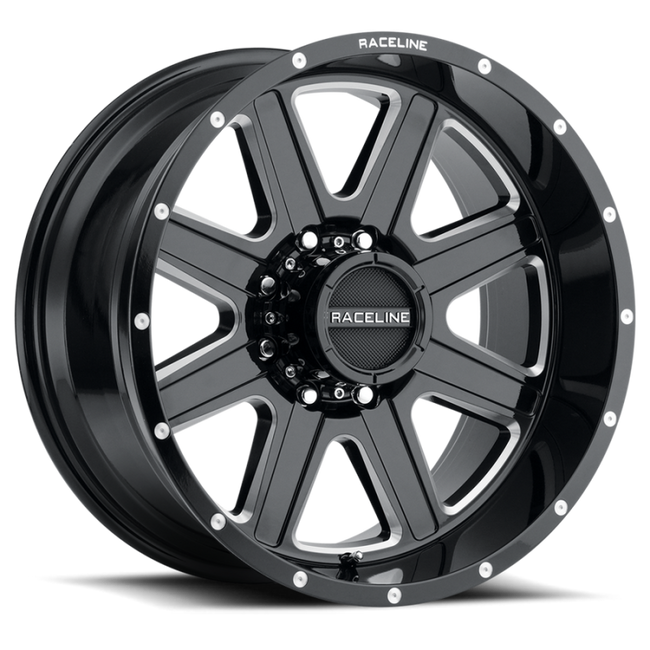 Raceline 940M Hostage 18x9in 8x170 BP -12mm Offset 125.2mm Bore - Black & Milled Wheel