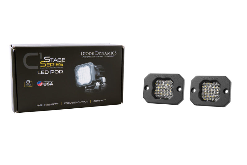 Diode Dynamics Stage Series C1R - White Flood Flush Mount LED Pod (Pair)