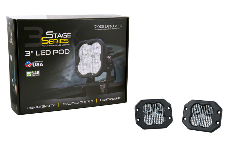 Diode Dynamics SS3 LED Pod Sport - White Flood Flush (Pair)