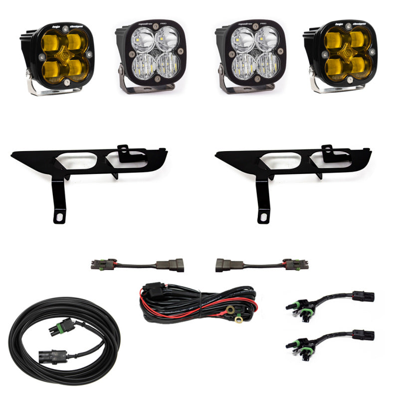Baja Designs 2021-2022 Ford F150 Without DRL Fog Pocket Kit SAE Amber Squadron Pro DC With Toggle Switch