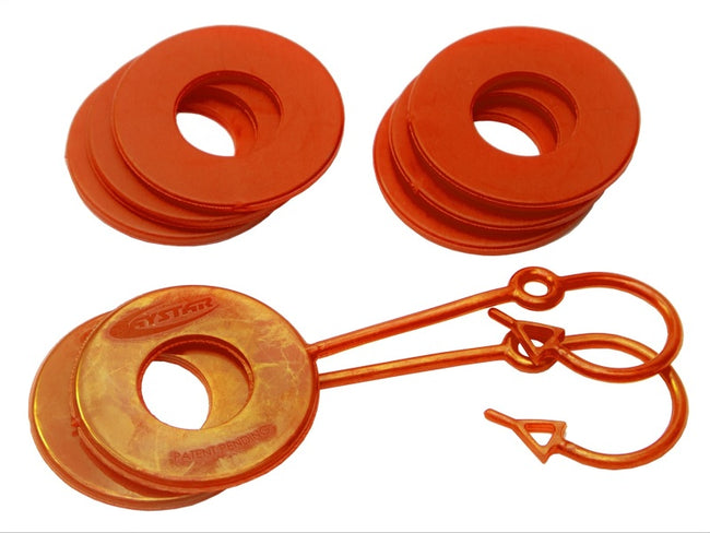 Daystar Fluorescent Orange Locking D Ring Isolator Pair w/Washer Kit