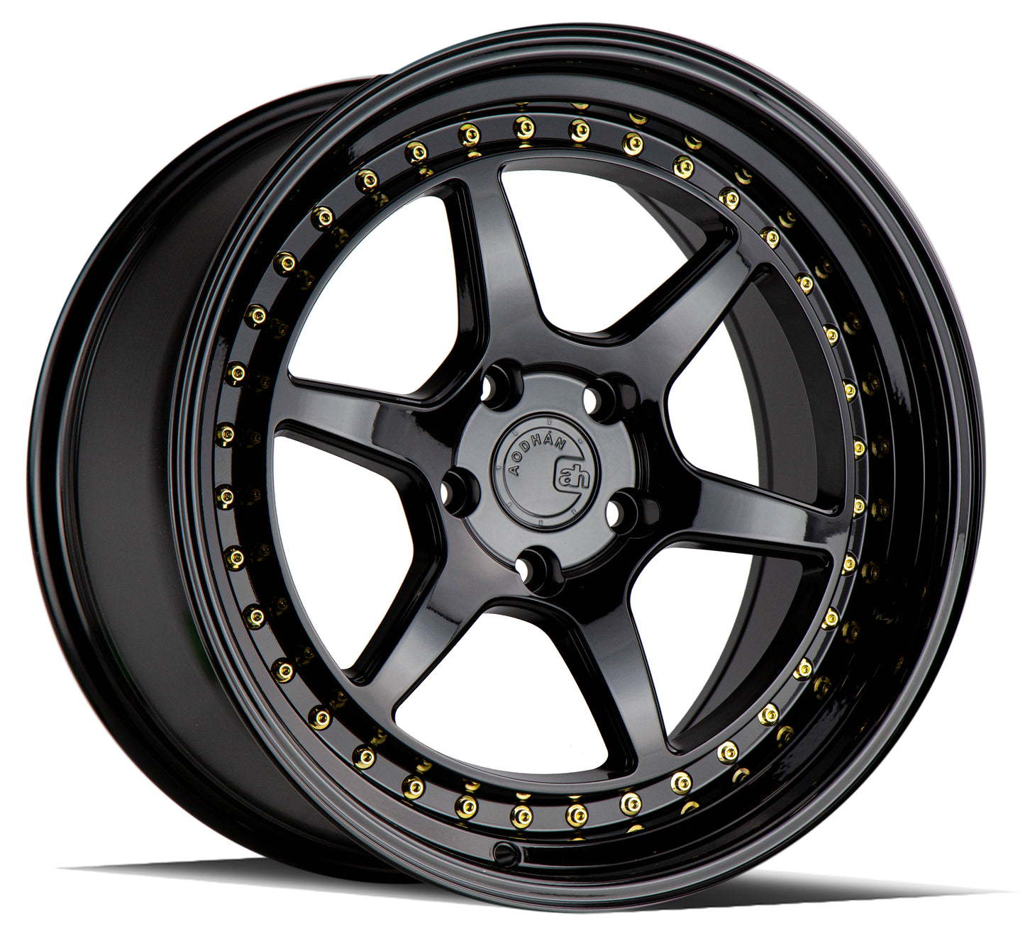 Aodhan Wheels DS09 Gloss Black W /Gold Rivets 18x9.5 5x114.3 | +30 | 73.1