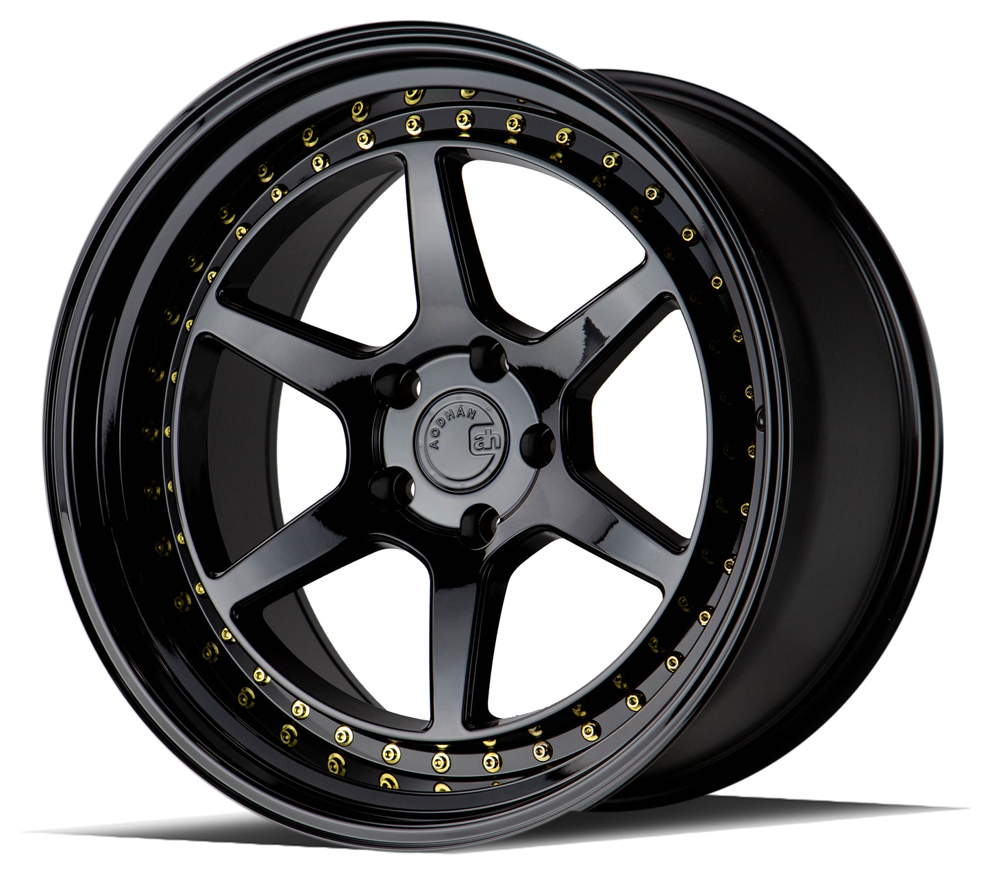 Aodhan Wheels DS09 Gloss Black W /Gold Rivets 19x9.5 5x114.3 | +15 | 73.1