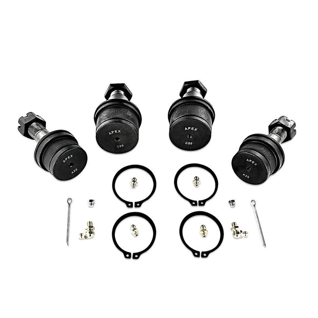 Apex Chassis Ram Extreme Duty Ball Joint Kit Fits 94-99 RAM 2500/3500, 1999-2019 Ford Super Duty 1999-2019 4WD Includes 2 Upper & 2 Lower