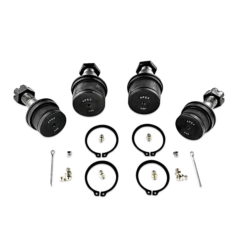 Apex Chassis Ram Extreme Duty Ball Joint Kit Fits 94-99 RAM 2500/3500, 1999-2022 Ford Super Duty 1999-2019 4WD Includes 2 Upper & 2 Lower