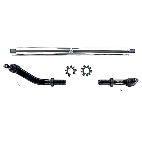 Apex Chassis Jeep JL / JT 2.5 Ton Extreme Duty No Flip Drag Link Assembly in Polished Aluminum Fits 18-22 Jeep Wrangler 19-21 Gladiator Fits a Dana 44 axle with a lift of 4.5 inches or less
