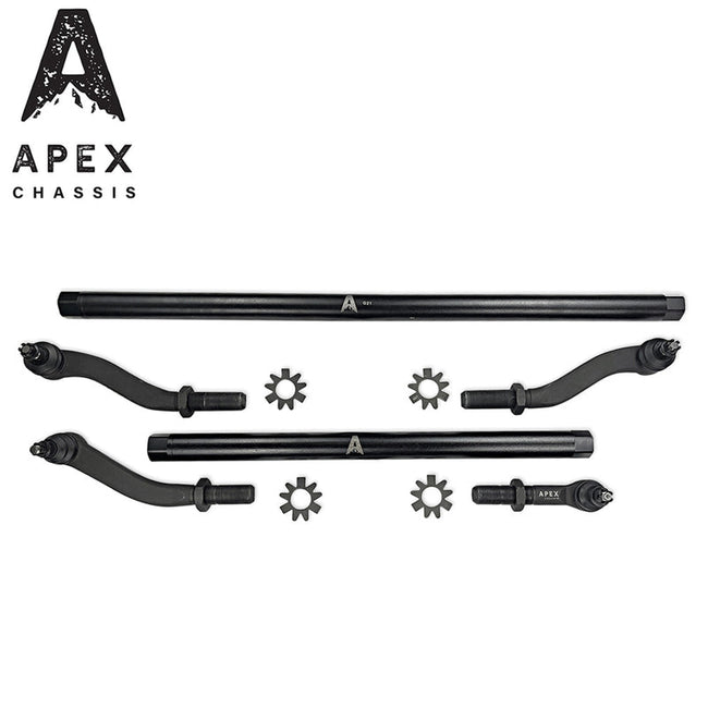 Apex Chassis Jeep JK 2.5 Ton Extreme Duty Tie Rod & Drag Link Assembly in Steel Fits 07-18 Jeep Wrangler JK Note This kit is Fits vehicles with a lift exceeding 3.5 inches. Requires drilling the knuckle Fits the taper sleeve
