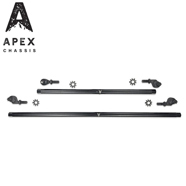 Apex Chassis Jeep JK 1 Ton Tie Rod & Drag Link Assembly in Steel Fits 07-18 Wrangler JK Kit is Fits vehicles with a lift exceeding 3.5 inches Note this kit requires drilling the knuckle Fits the taper sleeve