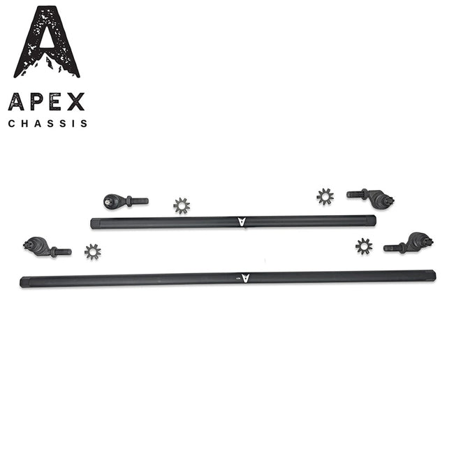 Apex Chassis Jeep JK 1 Ton Tie Rod & Drag Link Assembly in Black Aluminum Fits 07-18 Wrangler JK Kit is Fits vehicles with a lift of 3.5 inches or less