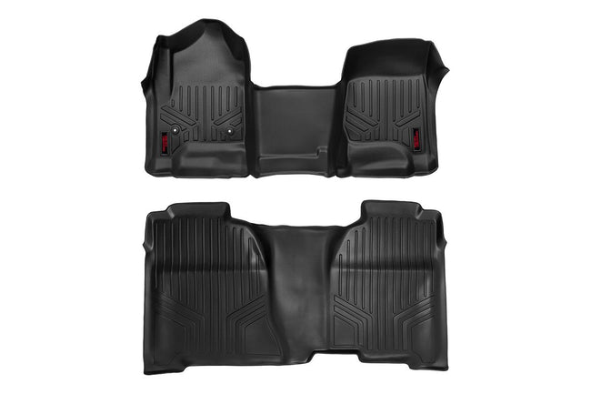 Rough Country Heavy Duty Floor Mats Front/Rear W/Center 14-19 Silverado/Sierra 1500/2500 HD/3500 HD Crew Cab