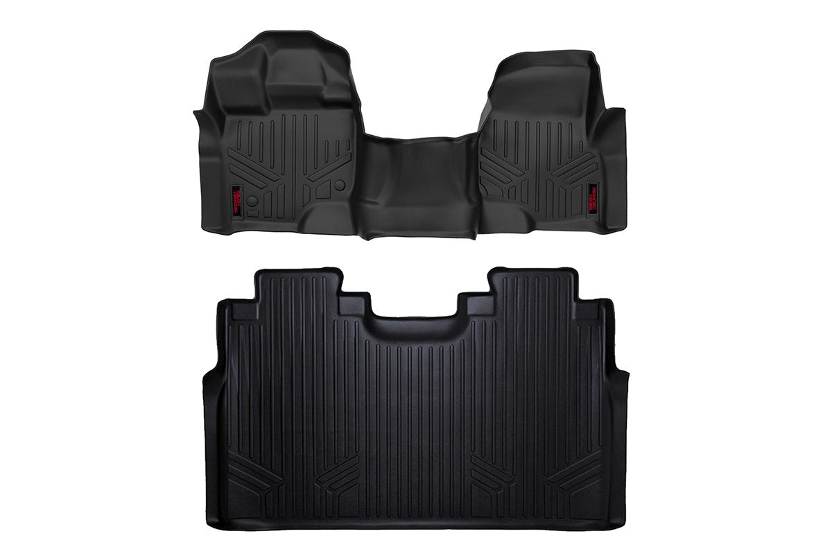 Rough Country Heavy Duty Floor Mats Front/Rear W/Center 15-20 Ford F-150 SuperCrew Cab