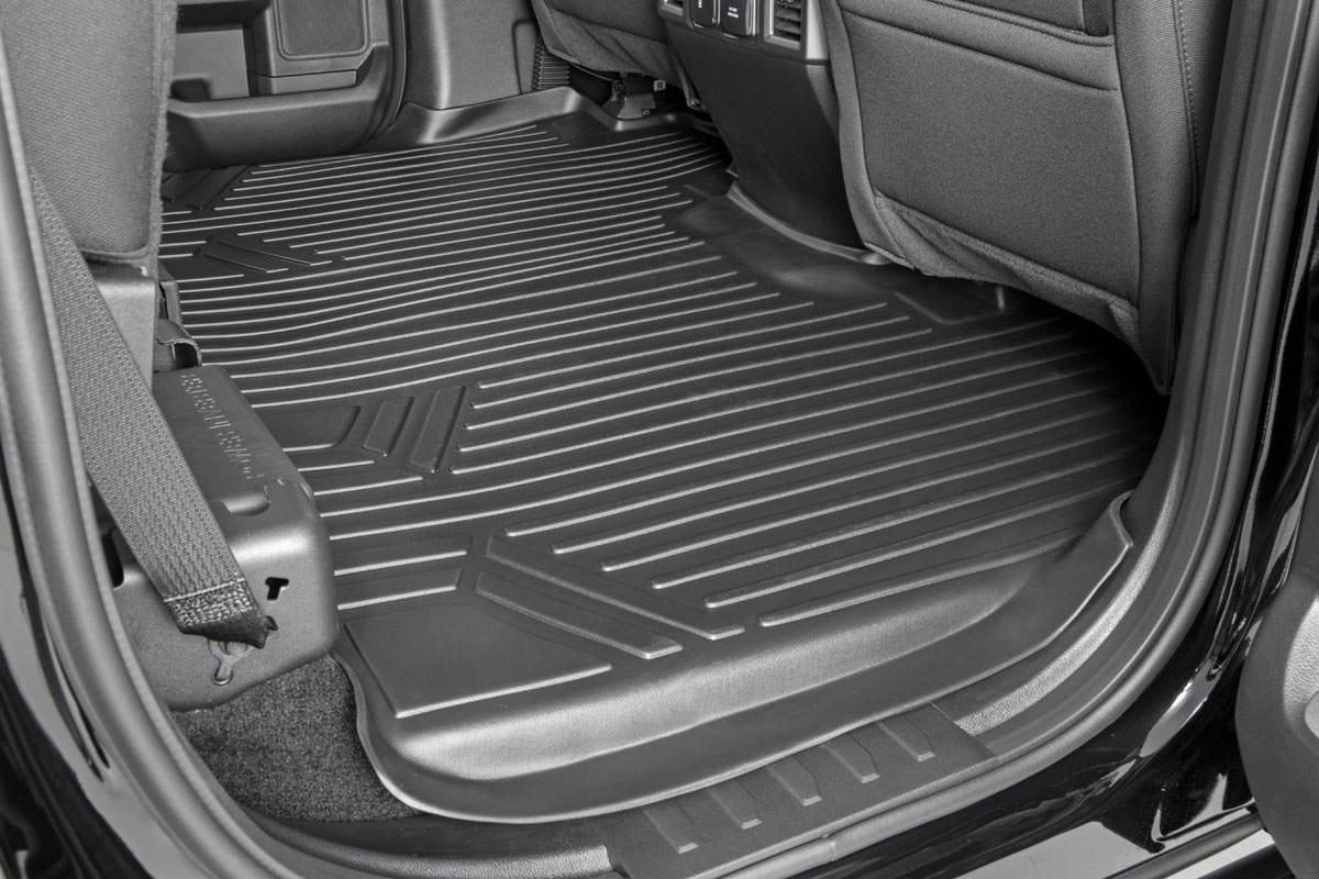 Rough Country Heavy Duty Floor Mats Front/Rear W/Center 15-20 Ford F-150 SuperCrew Cab