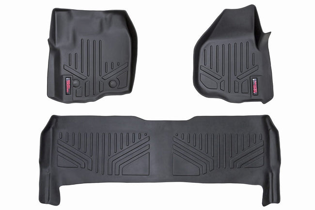 Rough Country Heavy Duty Floor Mats Front/Rear-12-16 Ford Super Duty Crew Cab Raised Pedal