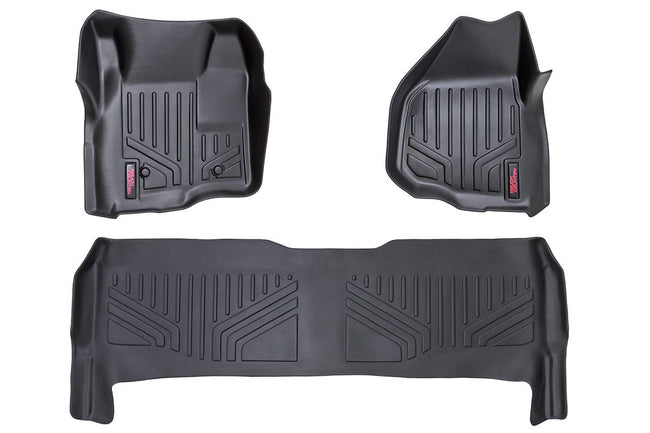 Rough Country Heavy Duty Floor Mats Front/Rear-11-16 Ford Super Duty Crew Cab Depressed Pedal