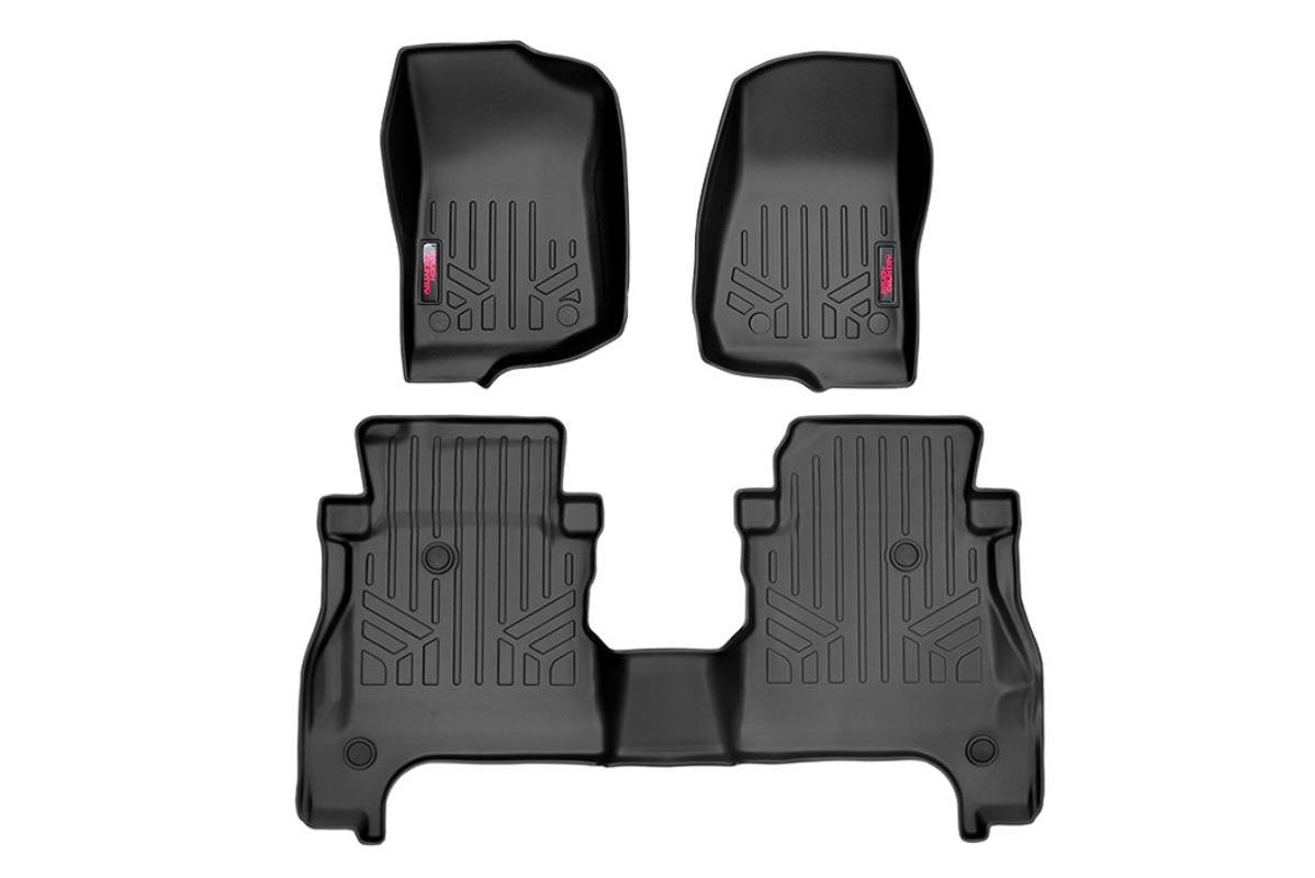 Rough Country Heavy Duty Floor Mats Front & Rear w/o Under Seat Lockable Storage-20 Gladiator JT