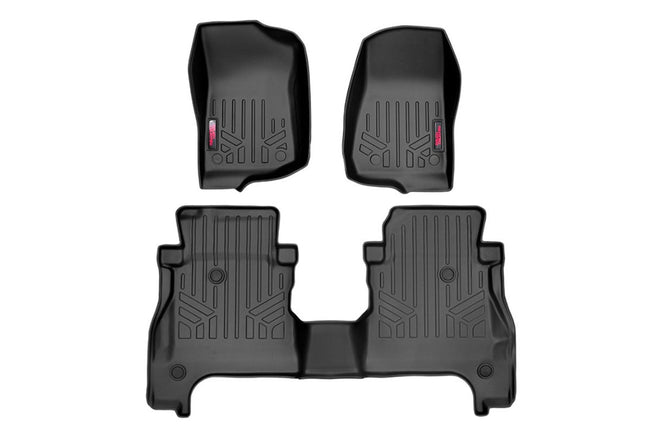 Rough Country Heavy Duty Floor Mats Front & Rear w/o Under Seat Lockable Storage-20 Gladiator JT