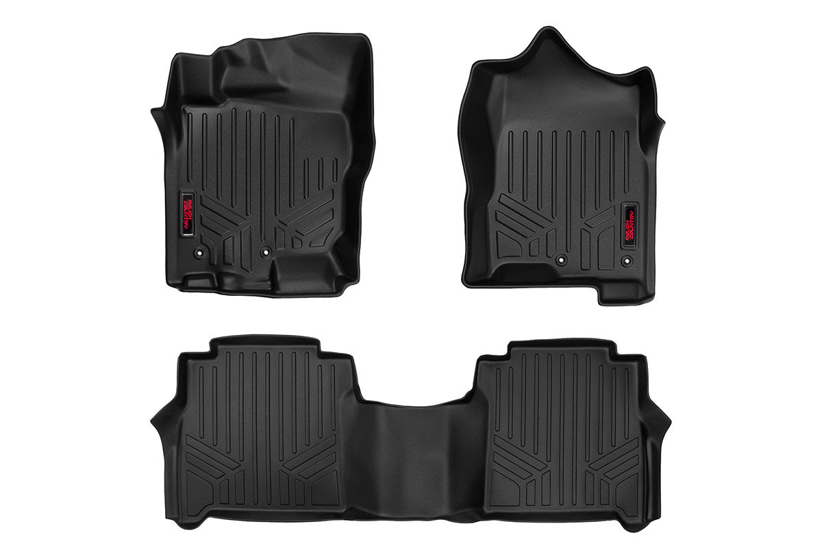 Rough Country Heavy Duty Floor Mats Front/Rear-16-20 Nissan Titan, Titan XD Crew Cab With Front Bucket Seats, With Underseat Storage