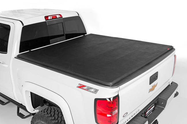 Rough Country Soft Tri-Fold Bed Cover 07-13 Silverado/Sierra 1500 5 Foot 5 Inch Bed w/o Cargo Mgmt