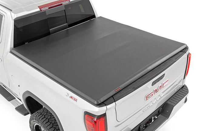 Rough Country Soft Tri-Fold Bed Cover 19-20 Silverado/Sierra 1500 5 Foot 8 Inch Bed w/o Cargo Mgmt