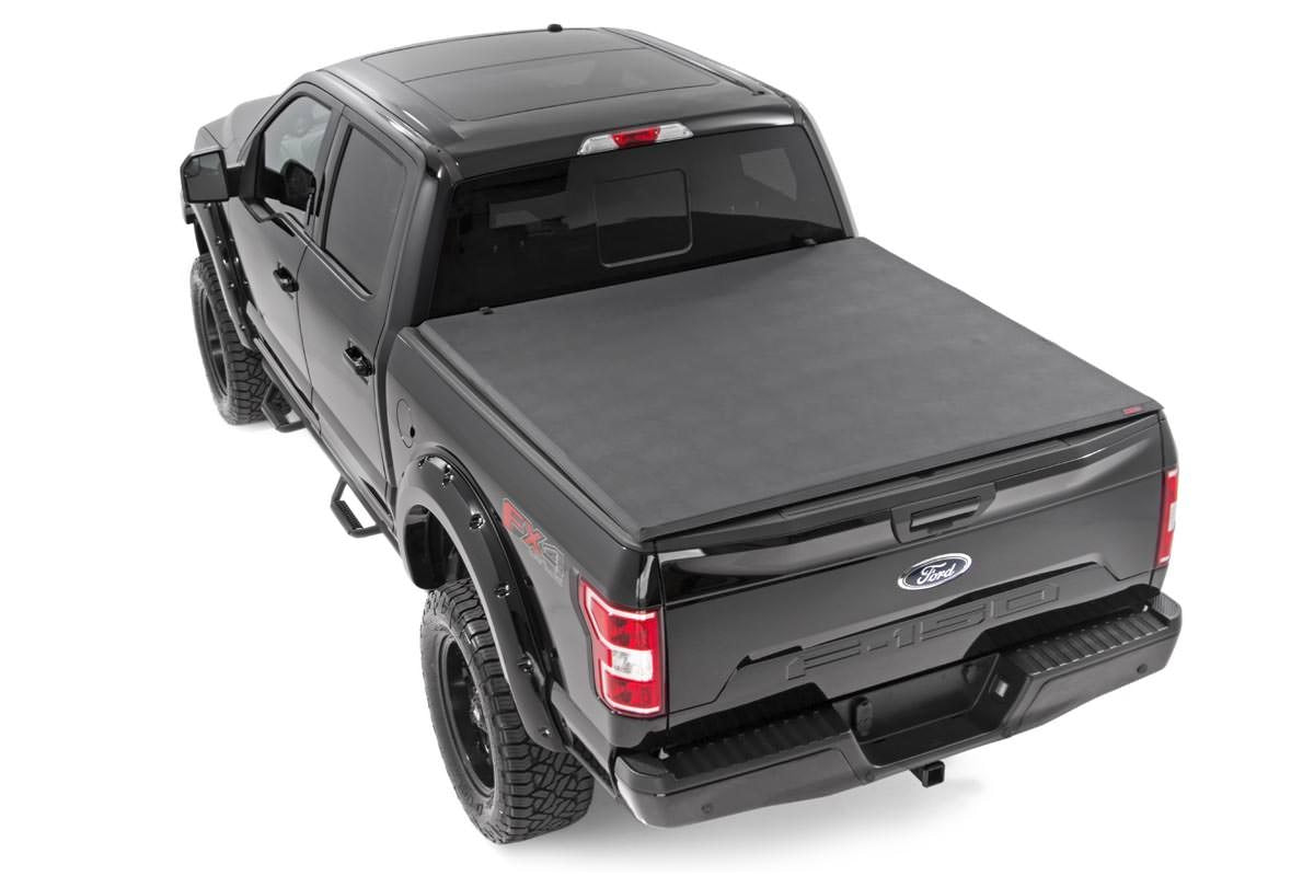 Rough Country Bed Cover Tri Fold Soft 6.7 Foot Bed 21-23 Ford F-150 2WD/4WD