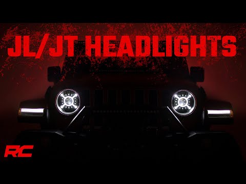 Rough Country Jeep 9-Inch LED Projection Headlights 18-20 Wrangler JL/JLU, 20-Present Gladiator JT