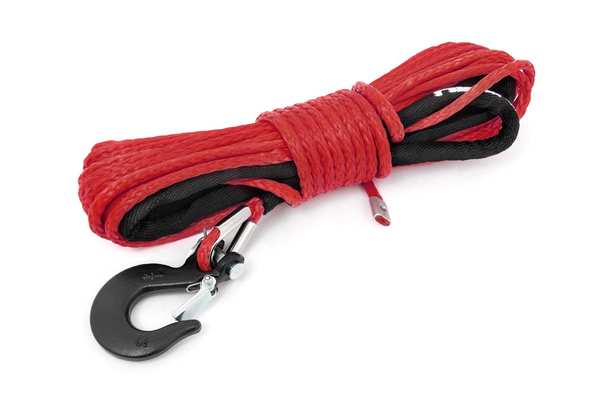 Rough Country RS161 Red 1/4in Synthetic Winch Rope; UTV, ATV